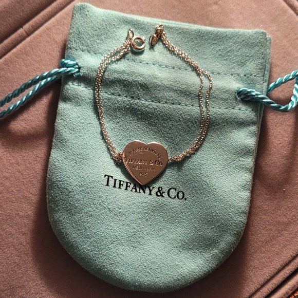 Tiffany \u0026 Co. Jewelry | Tiffany Heart Tag Double Chain Bracelet | Color: Silver | Size: Small | Shooyxo's Closet